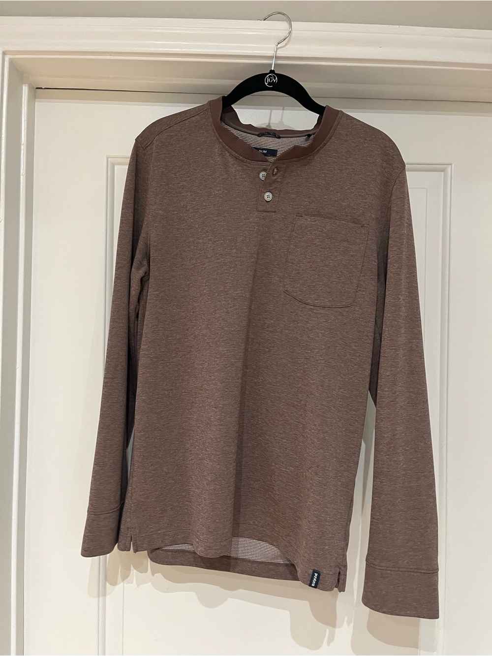 Men's Long-Sleeve Henley Shirt - Brown